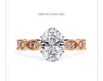 Oval Lab Grown Diamond Ring | 14k Gold Engagement Ring