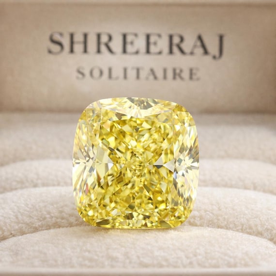 1.04 Ct Fancy Vivid Yellow Cushion Cut Lab Grown Diamond | IGI Certified VS1 | Loose Yellow Diamond for Engagement Ring