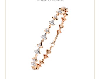 Pulsera de diamantes cultivados en laboratorio de 1,30 quilates, pulsera de cadena de oro de 14 quilates, pulsera de diamantes delicada, pulsera de oro minimalista, regalo para ella.