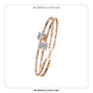 2,21 Ct Diamant-Tennis-Armband | Im Labor gewachsenes Diamant-Tennis-Armband | Rose & Gelbgold Armband für Frauen | Moissanit Diamant Armband |