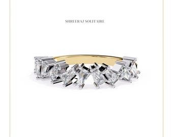 Lab Diamond Baguette Ring | 14k Gold Geometric Wedding Band