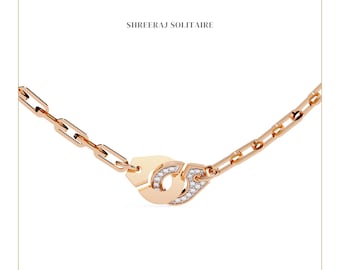 Collana con lucchetto incantato in diamanti creati in laboratorio / Catena in oro 14 carati, regalo per la festa della mamma