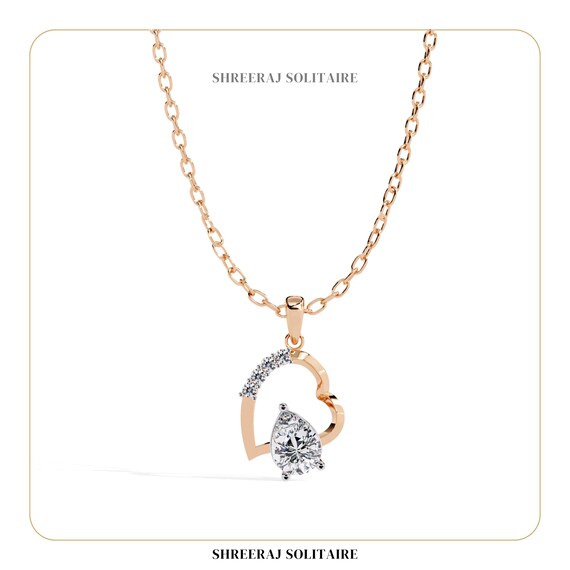 ハート型ラボグロウンダイヤモンドペンダント | エレガントなゴールド