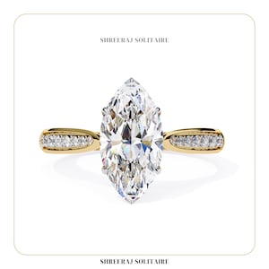 1.00 Ct Marquise Cut Lab Grown Diamond Ring | IGI Certified | Pave Engagement Ring | White Gold Bridal Jewelry | Elegant Promise Ring