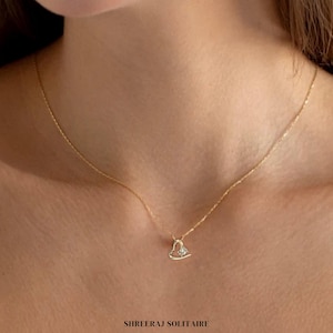 Lab Grown Diamond Heart Pendant Necklace | Floating Diamond Love Pendant with 16&#39;&#39; Silver Chain | Romantic Gift for Her | Love Pendant |