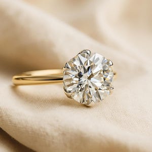 2 Ct 8x8mm Round Lab Diamond Ring | IGI Certified Solitaire | 14K Solid Gold Engagement or Promise Ring | Classic Lab Grown Diamond Ring |