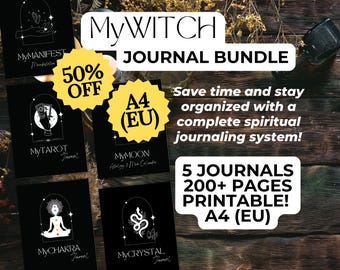 MyWITCH A4 SIZE BUNDLE - 5 witchy journals and planners - Chakra, Tarot, Manifestation, Crystal, and Moon