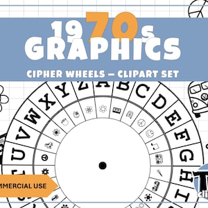 1970-talets grafik chifferhjul/kodhjul clipart/clip art 28 PNG-filer kommersiellt bruk