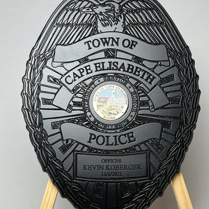 Police Badge Wooden Sign - Personalized Home or Office Decor