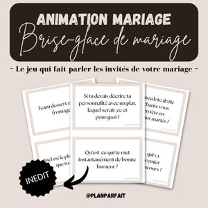 Cartes de questions pour briser la glace entre vos invités - générateur de conversation pour invités de mariage - animation table mariage