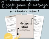 Escape game pour mariage en français à imprimer - Jeu ludique pour mariage en français (10 énigmes) - Activité originale pour mariage