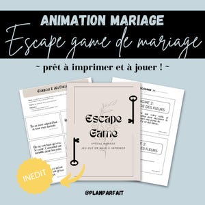 Escape game pour mariage en français à imprimer - Jeu ludique pour mariage en français (10 énigmes) - Activité originale pour mariage