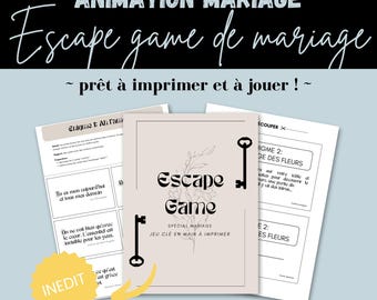 Escape game pour mariage en français à imprimer - Jeu ludique pour mariage en français (10 énigmes) - Activité originale pour mariage
