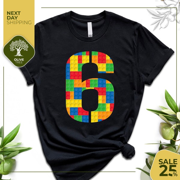 Custom Shirt | Family Gift Brick Birthday Number Shirt | 4 5 6 7 8 years old t-shirt | Birthday Boy Shirt | Party Tee | Gift for Birthday