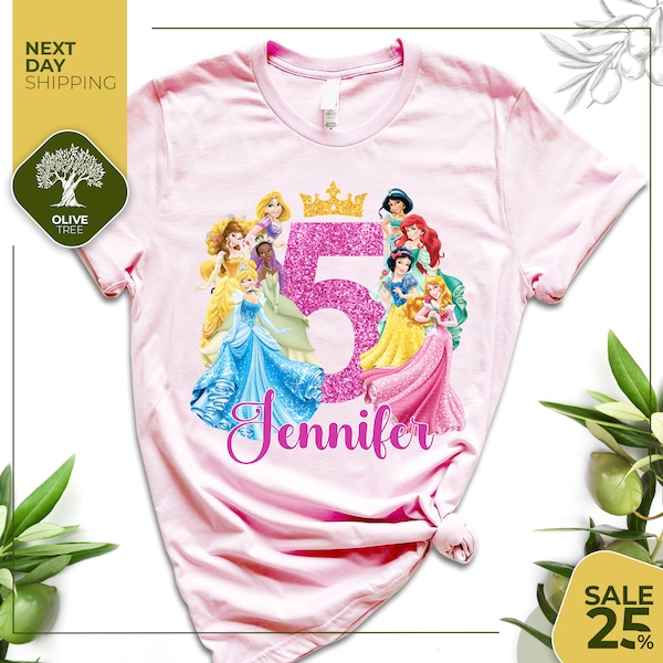 Custom Disney Princess Birthday tshirt | Personalized Disney Princess shirt | Disney shirt | Birthday gift | Gift for girl