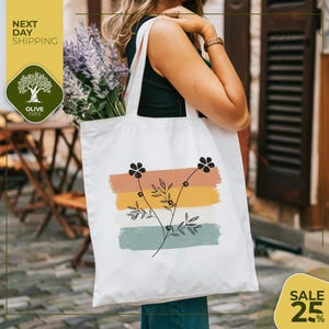 Floral Tote Bag | flower tote canvas | wildflower bag | eco friendly bag | aesthetic tote bag | plant lover tote | flower bag cute