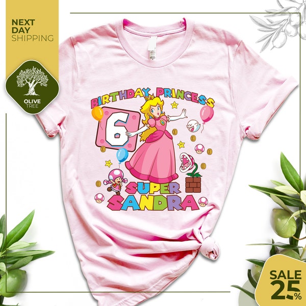 Custom Princess Peach birthday shirt | Princess Peach birthday designs