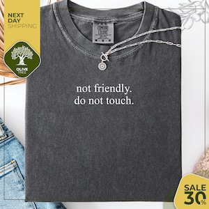 Comfort Colors®  Not Friendly Do Not Touch Shirt | Sarcastic Shirt | Funny Humor Shirt | Adult Humor Shirt | Sarcasm Shirt | Funny Shirt