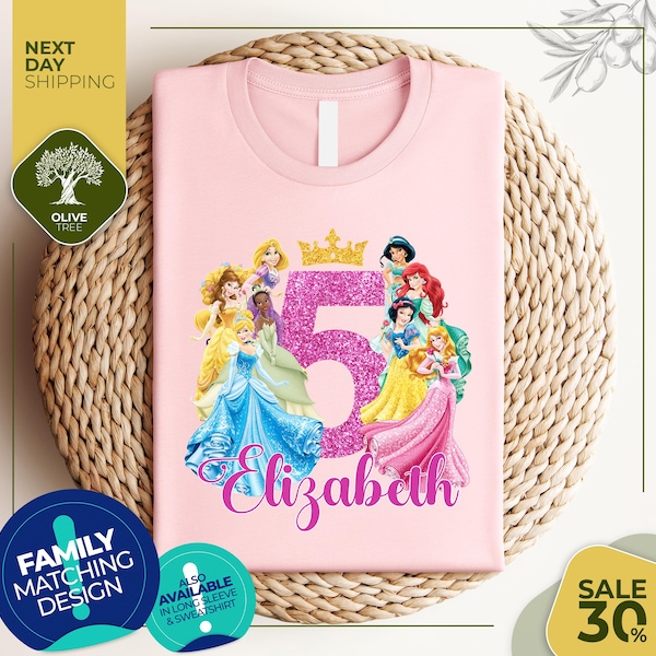 Custom Disney Princess Birthday Shirt | Personalized Family Disney Princess tee | Disney shirt | Birthday gift | Custom Family Matching Tee