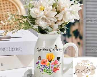 Custom Grandma Garden Flower Vase, Grandma Flower Vase, Grandkids Names With Flower Vase, Gifts For Gardeners, Mothers Day Vase