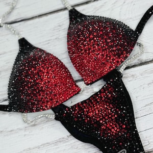 Red Bikini Suit, NPC Bikini, Posing Bikini, IFBB Bikini, Wellness Competition Bikini, Custom Bikini Suit, WBFF Suit, Swimsuit
