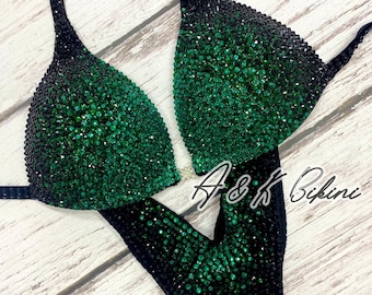 Emerald Competition Bikini Sui, Posing Bikini, IFBB Bikini, Wellness Competition Bikini, Custom Bikini Suit, WBFF Suit, Swimsuit