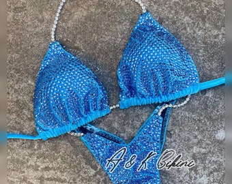 Handmade Rhinestone Competition Bikini: Custom Posing Suit