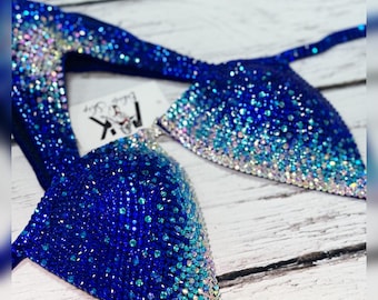 Blue Bikini Suit, NPC Bikini, Posing Bikini, IFBB Bikini, Wellness Competition Bikini, Custom Bikini Suit, WBFF Suit, Figure