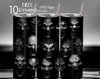 Demons 20 oz Skinny Tumbler Sublimation Design - PNG Instant  - DIGITAL DOWNLOAD