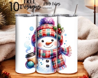 Schneemann Weihnachten 20 Unzen Skinny Tumbler Sublimationsdesign - PNG Instant - DIGITAL DOWNLOAD