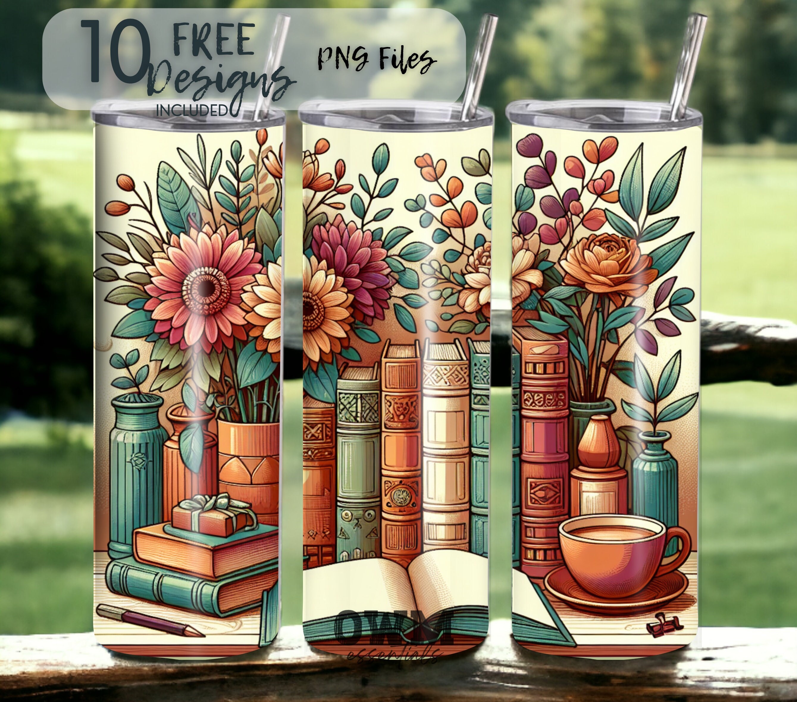 Book Lovers 20 oz Skinny Tumbler Sublimation Design - PNG Instant  - DIGITAL DOWNLOAD