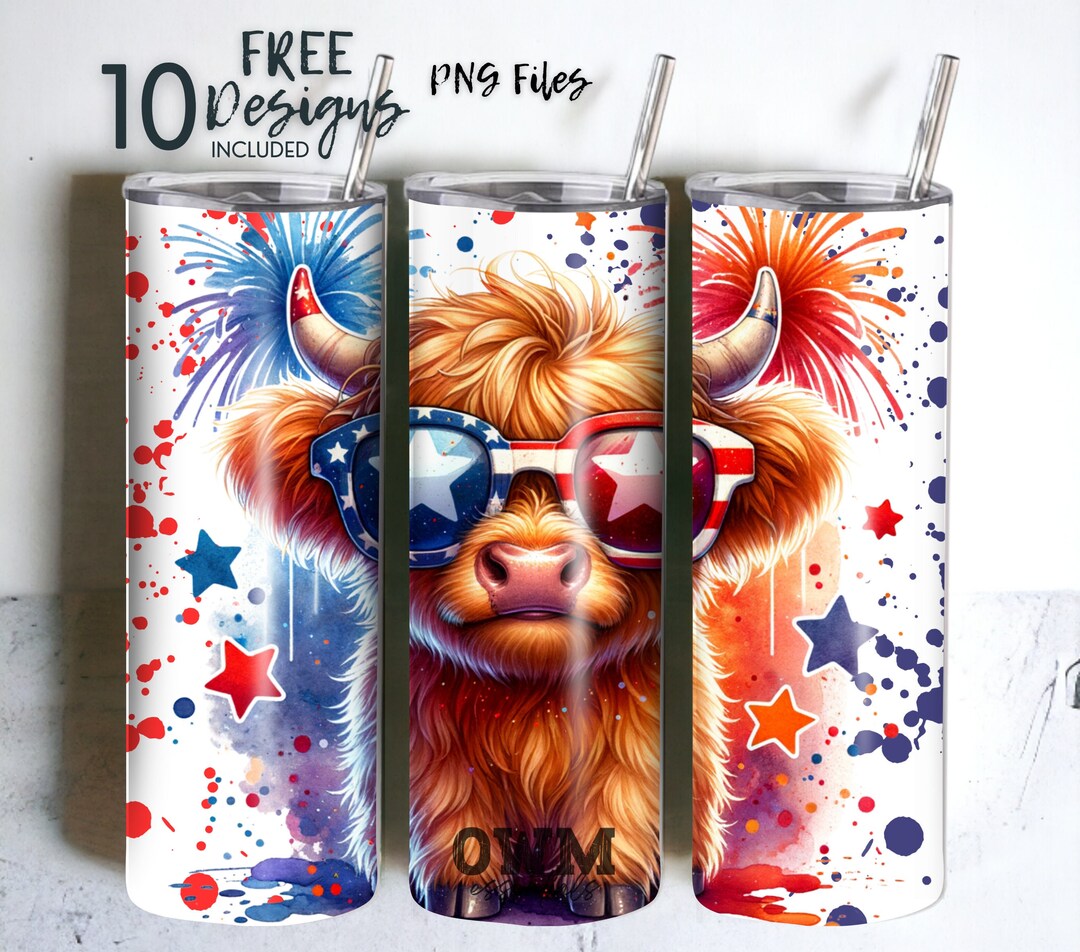 Highland Cow 20 Oz Skinny Tumbler Sublimation Design - PNG Instant #3 ...