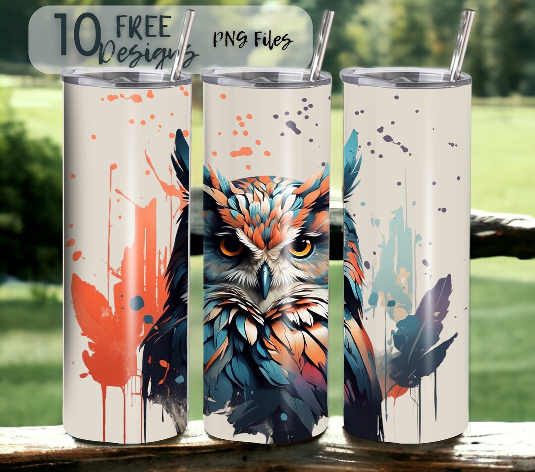 Colorful Owl 20 Oz Skinny Tumbler Sublimation Design - PNG Instant ...