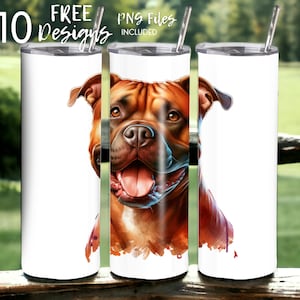 Pitbull 20 oz Skinny Tumbler Sublimation Design - PNG Instant  - DIGITAL DOWNLOAD