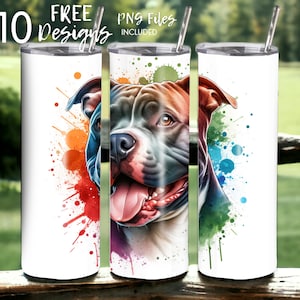 Pitbull 20 oz Skinny Tumbler Sublimation Design - PNG Instant  - DIGITAL DOWNLOAD