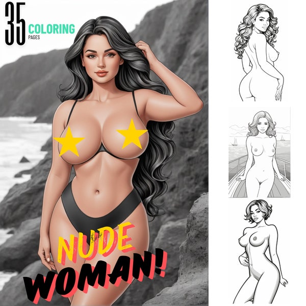 Nude Woman Coloring Pages, 35 Coloring Pages of Stunning Black and White Line Art of Beautiful Women, NSFW Pin Up Art, Printable XXX PDF