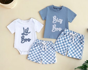 Lil Bro Big Bro Matching Summer Set- Matching Brother Outfits, Little Brother Outfit, Big Brother Outfit, Baby Brother Gifts, Brother Sets