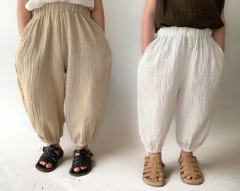 Pantalones de bebé baggy musulmanes- pantalones de niña, 100% algodón musulmán, pantalones de niña, ropa de bebé muselina, ropa de niña de verano