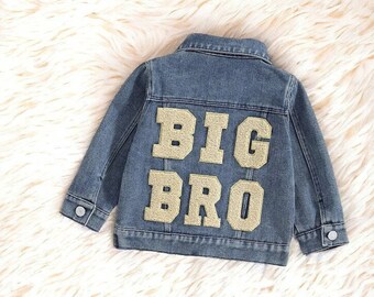 Chaqueta Jean para niños pequeños de Big Bro- Chaqueta para niños pequeños, Ropa para niños pequeños, Top para niños pequeños, Ropa de Gran Hermano, Anuncio de bebé hermano