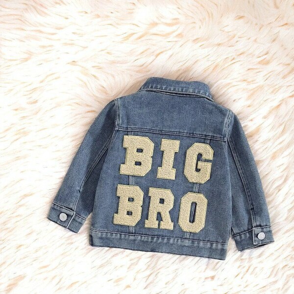 Big Bro Toddler Jean Jacket- Toddler Boy Jacket, Toddler Boys Clothing, Toddler Boys Top, Big Brother Clothing, Brother Baby Announcement