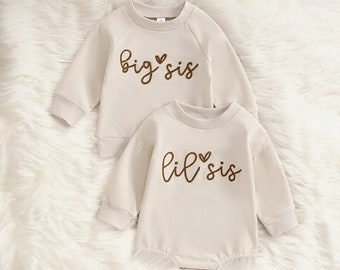 Big Sis Lil Sis Outfit - Baby Sister Outfit, Big Sister Outfit, Matching Sister Outfit, Lil Sis Romper, Big Sister Sweatshirt, Baby Girl Top