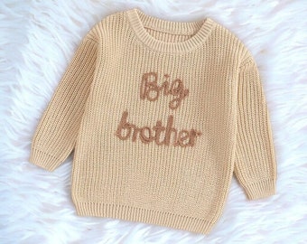Knit Big Brother Toddler Sweater- Big Brother Sweatshirt, Big Brother Sweater, Big Brother Jumper, Big Brother Clothes, Toddler Boy Sweater