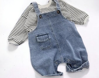 Baby Boy Jean Jumpsuit Outfit- Cute Baby Boy Outfit, Baby Boy Overalls, Baby Boy Jumpsuit, Baby Boy Suspenders, Cute Baby Boy Outfit, Denim