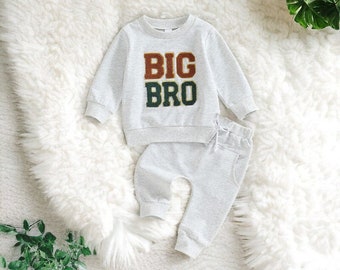 Embroidered Big Bro Tracksuit Set-Big Bro Outfit, Big Bro Sweatshirt, Boys Tracksuit, Toddler Boy Sets, Big Brother Outfit, Big Brother Set