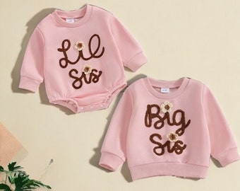 Lil Sis Big Sis Matching Outfits-Sister Outfits, Matching Sister Outfit, Little Sister Romper, Big Sister Sweatshirt, Lil Sister Outfit, Set