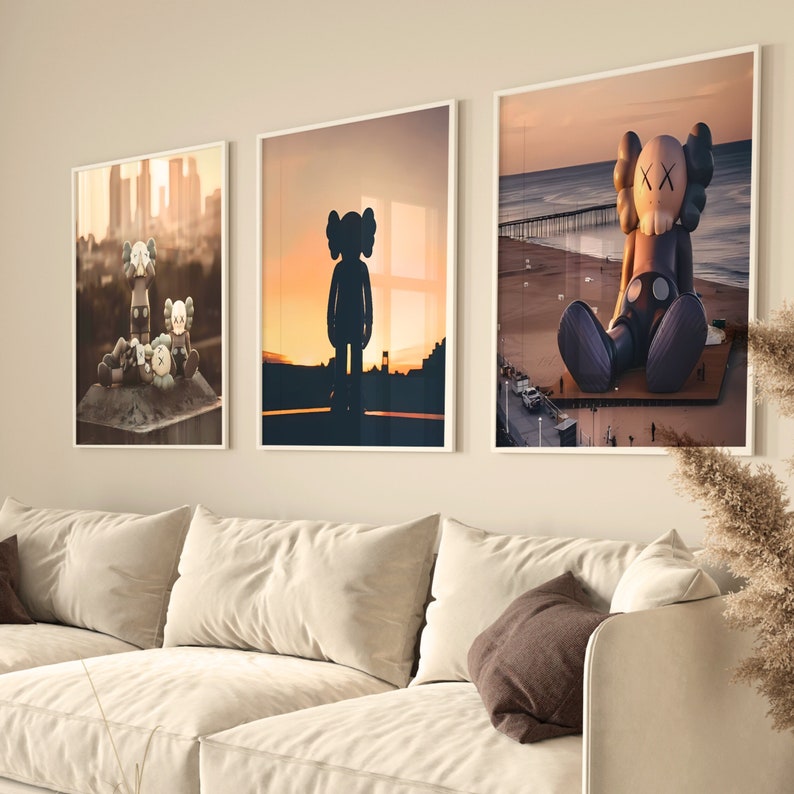 Hypebeast Toys Poster, Set of 3, Printable Kaws Graffiti Poster, Kaws ...