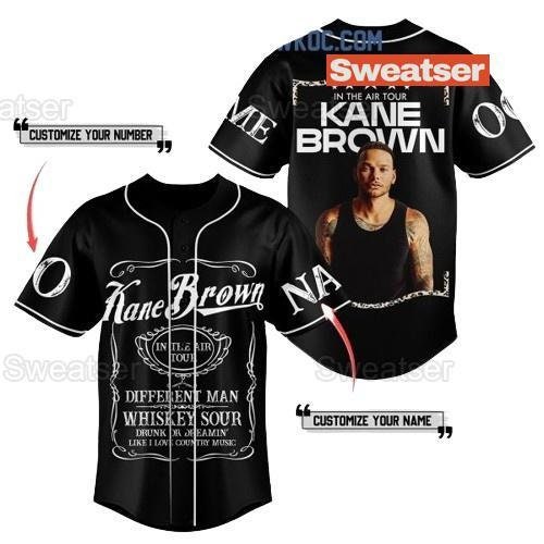 Kane Brown In The Air Tour Black Personalized Baseball Jersey, Kane Brown Tour Jersey Shirt, In The Air 2024