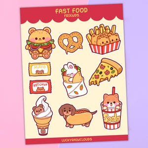 Fast Food Animal Stickers: Glossy Vinyl Planner Decals