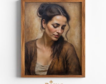 Printable Wall Art "Aneta" Oil Painting Style Portrait Digital Artwork | Exclusive Vintage Style Digital Print | Royal Resonance