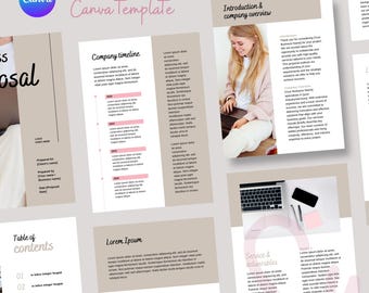 Beige Business Proposal Template | Editable Canva Document (Digital Download)